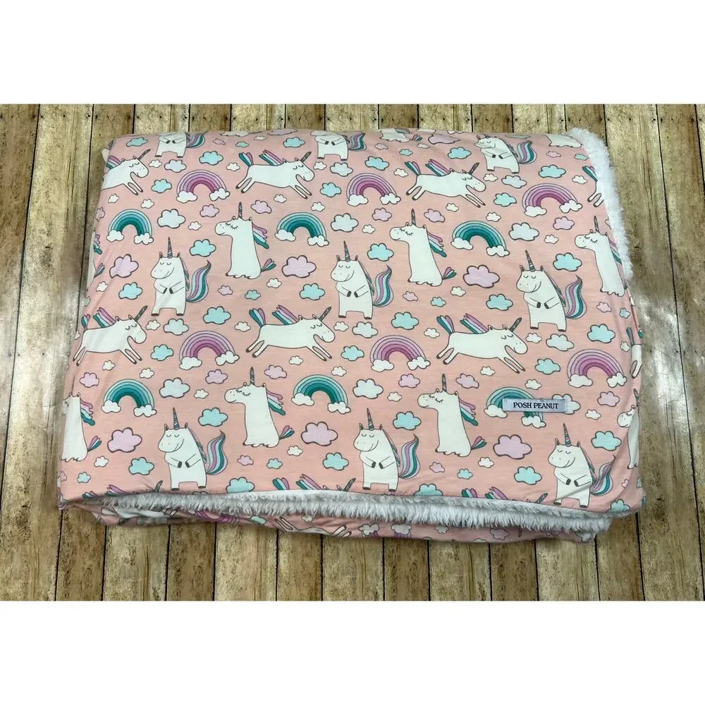 Posh Peanut Olive Unicorn Luxe Plush Patoo Bamboo Blanket 60x40